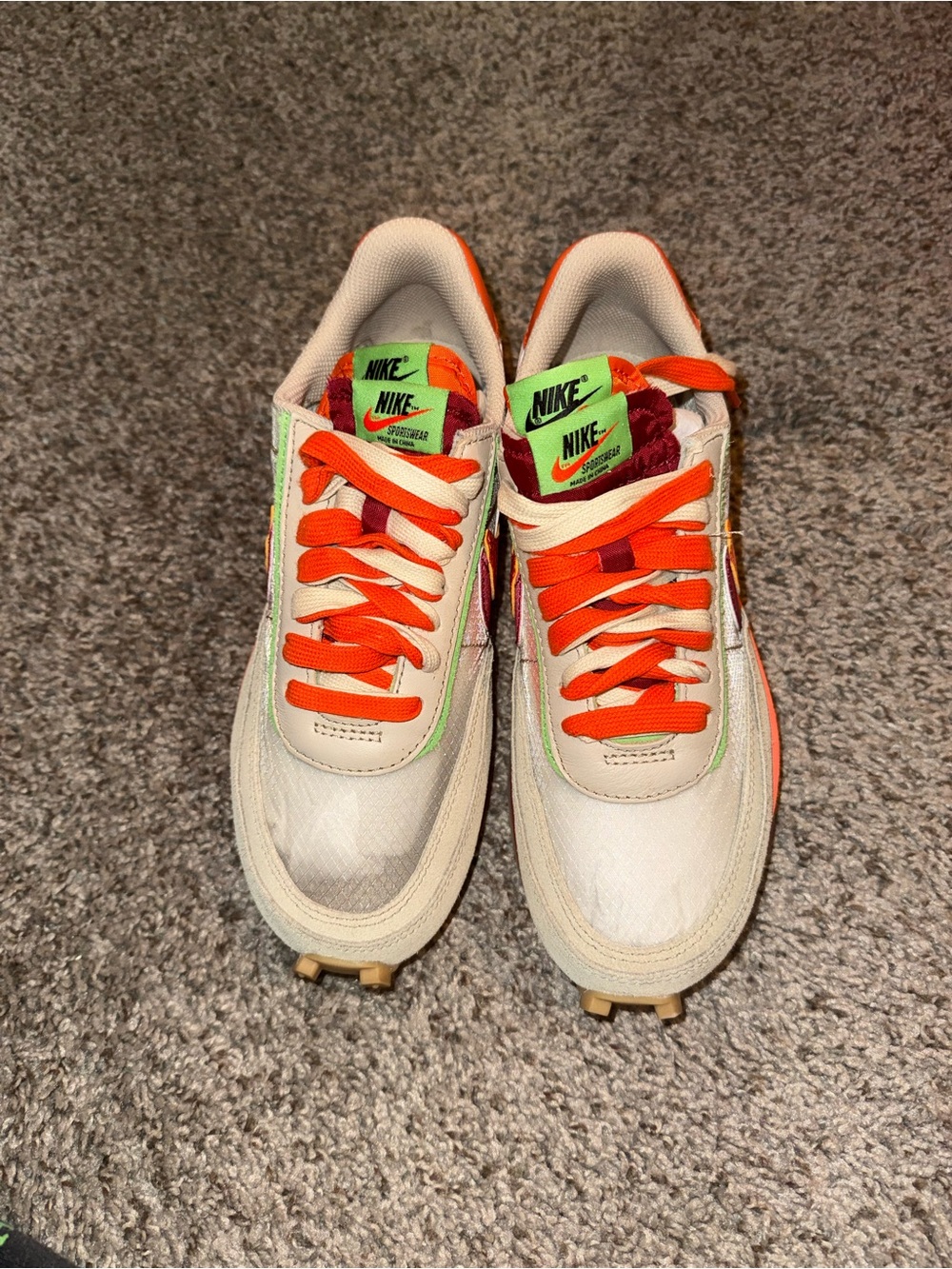 Nike LD Waffle Sacai CLOT Kiss of Death Net Orange Blaze - Picture 3 of 5